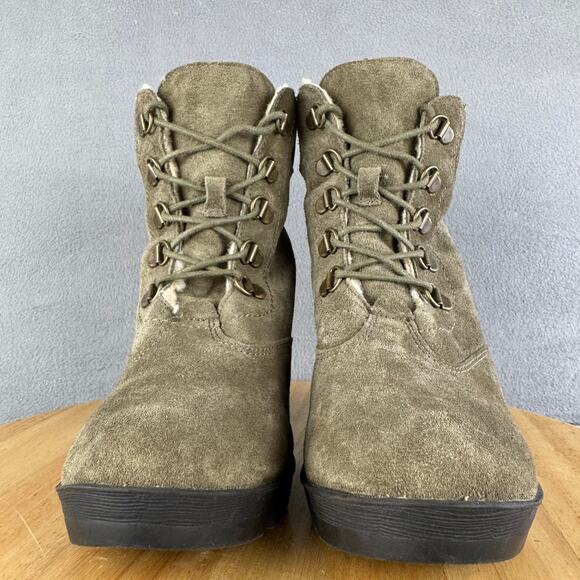 Bearpaw Marlowe Olive Suede/Sherpa Lined Winter Ankle Boots Women’s Size 6.5 US - Picture 2 of 8
